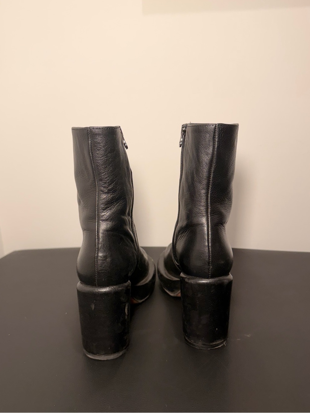 L’intrevalle Brody Black Leather Platform Ankle Boots - Picture 3 of 7